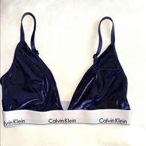 Calvin Klein Womens Blue & Purple Corduroy Bralette Size Large Comfy Loungewear